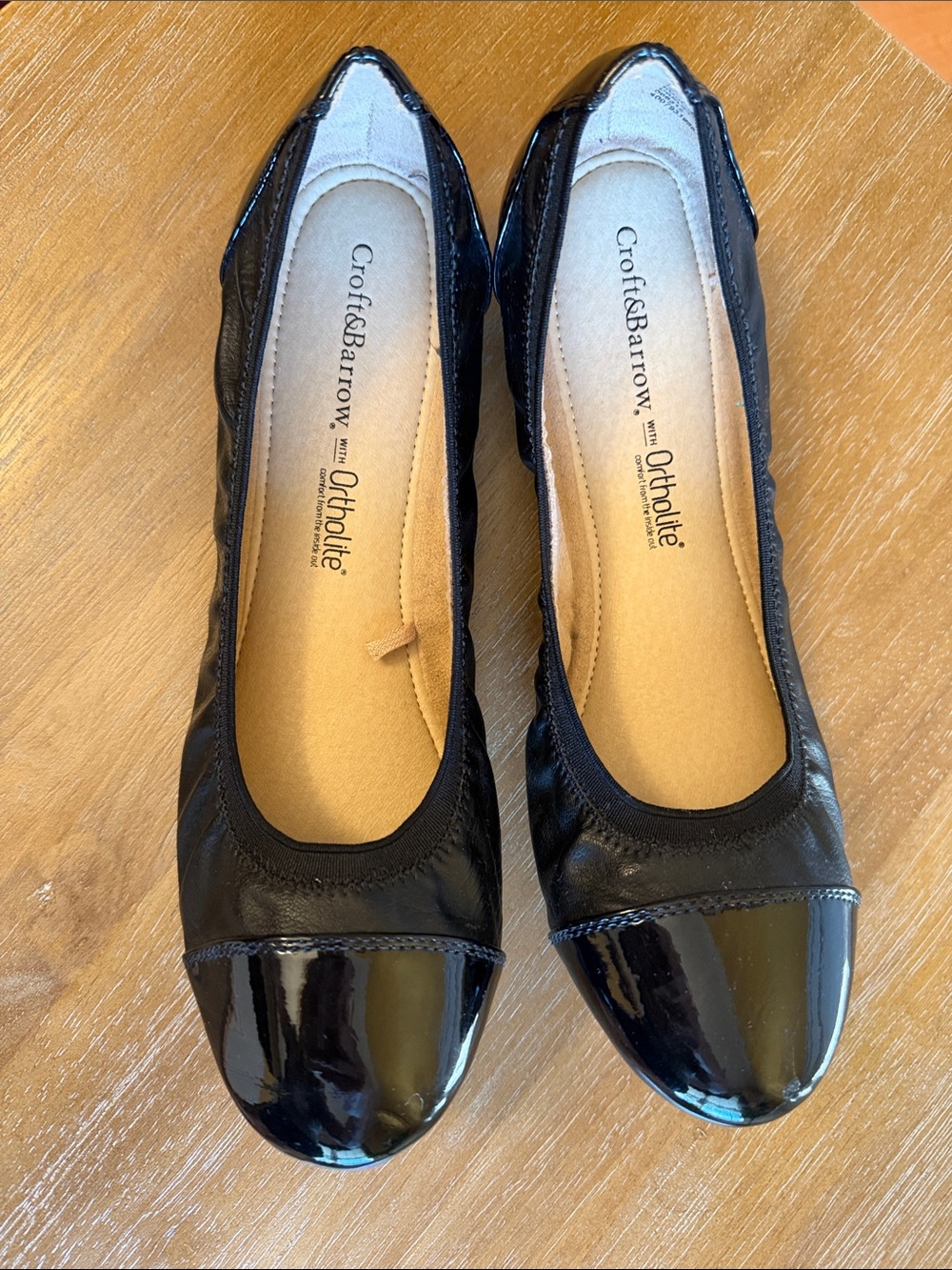 croft & barrow Black Patent Cap-Toe Ballet Flats